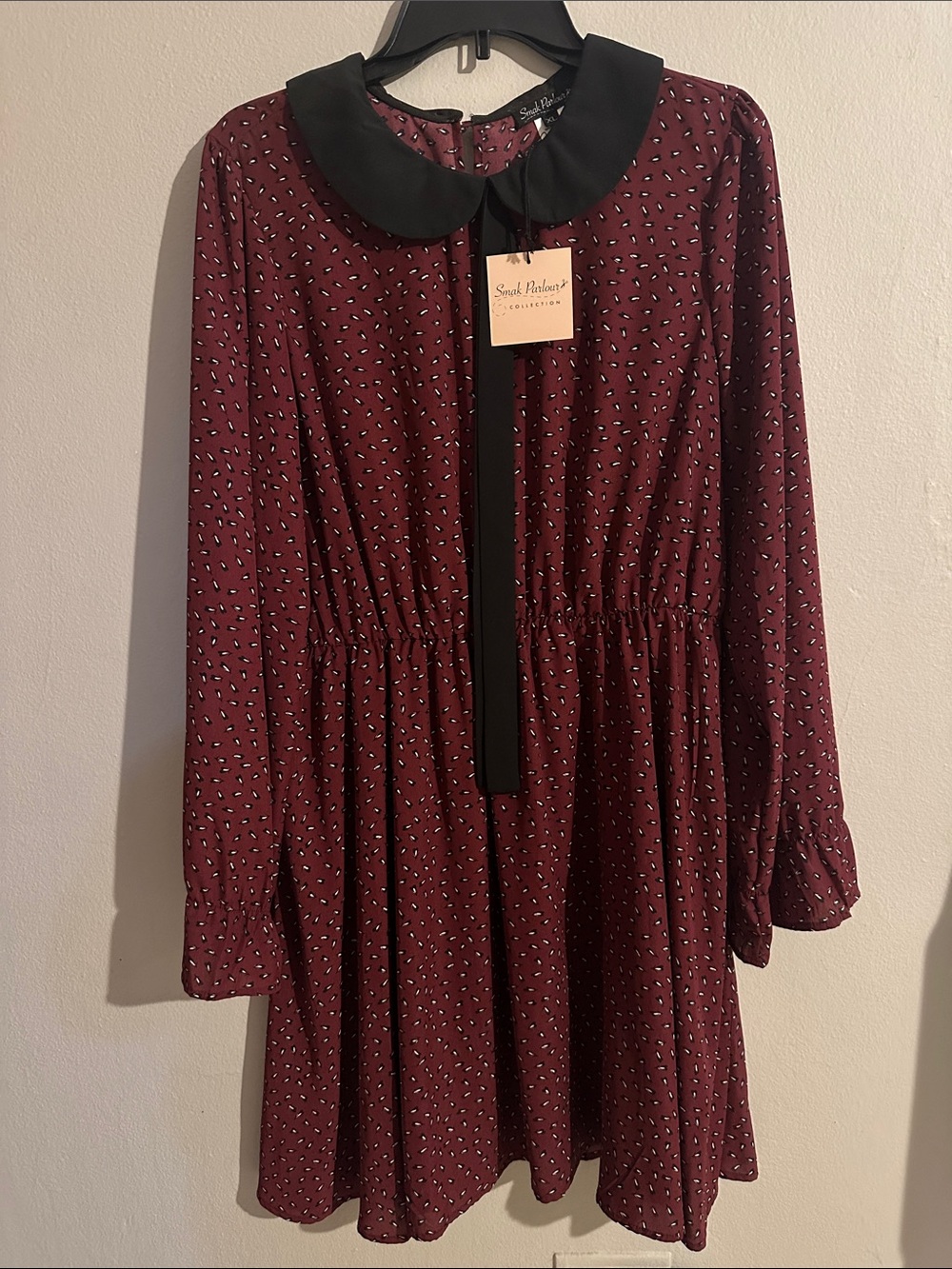 Scarlet & black Print Long Sleeve Dress with Contrast Collar